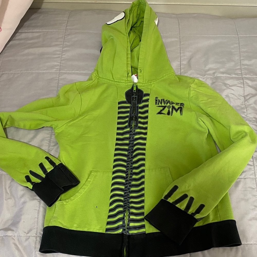 Mighty Fine Invader Zim Green Kids Costume Hoodie (L)